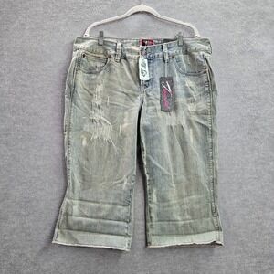Torrid‎ Women Jeans 18 Blue Denim Xray Capri Distressed High Rise 18" Inseam NWT